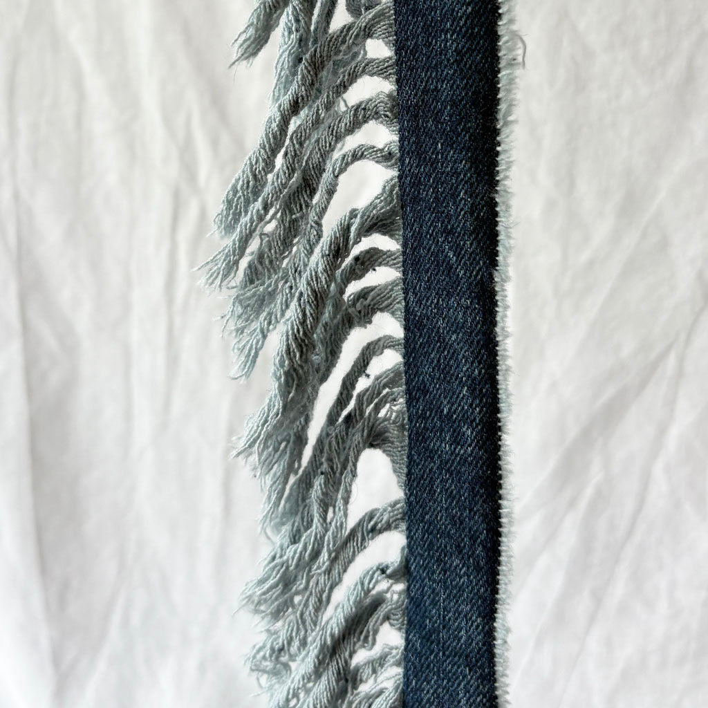 close up denim fringe