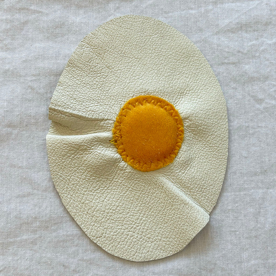leather and velvet fried egg patch