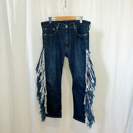 Rodeo Levis with Two Tone Denim Fringe