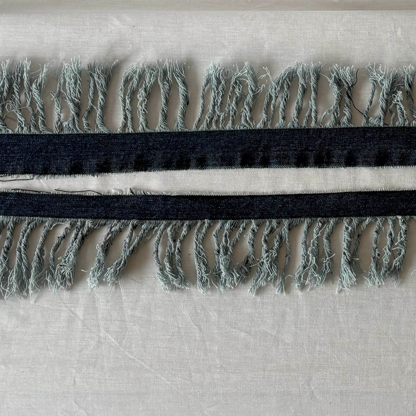 Peeled Denim Fringe Trim