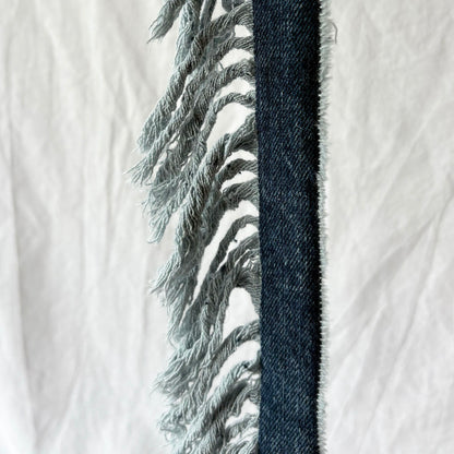 close up denim fringe