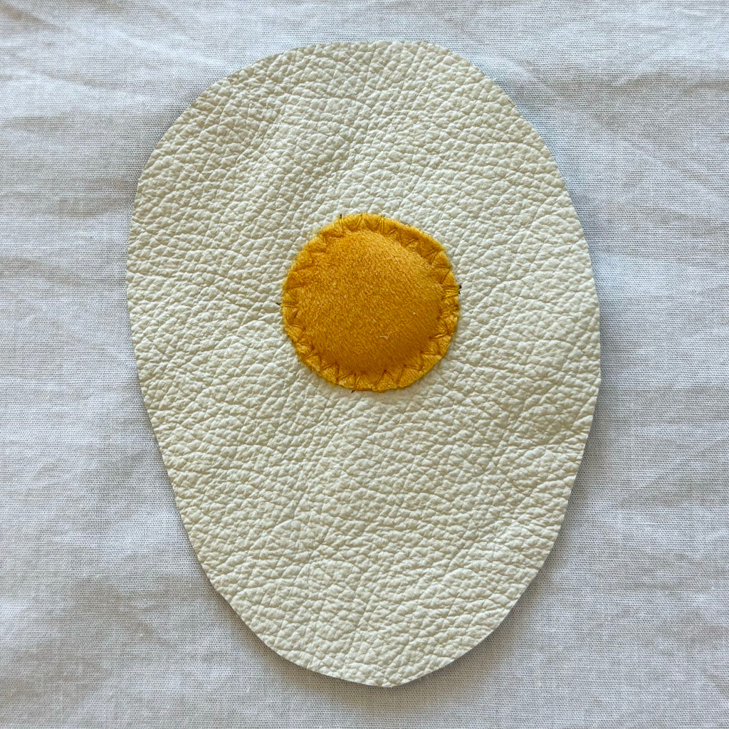 leather and velvet fried egg patch