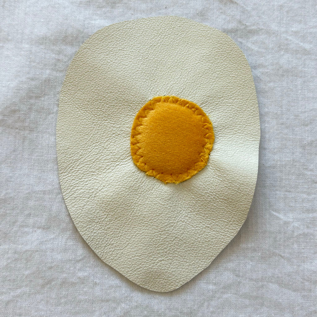 leather and velvet fried egg patch