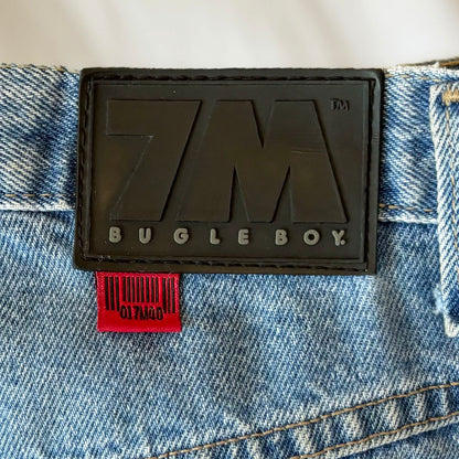 Cropped, Distressed, and Beaded Bugle Boy Jeans