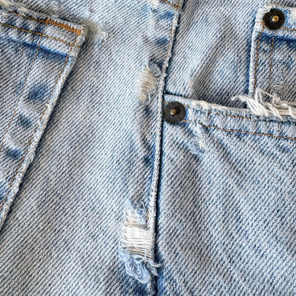 Deeply Distressed Gap Jeans with Extreme Full Knee Blow Out