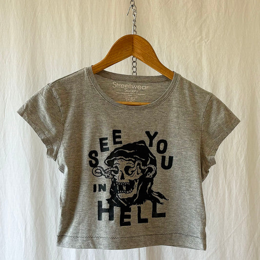 'See You In Hell' Cropped Grim Reaper T-shirt