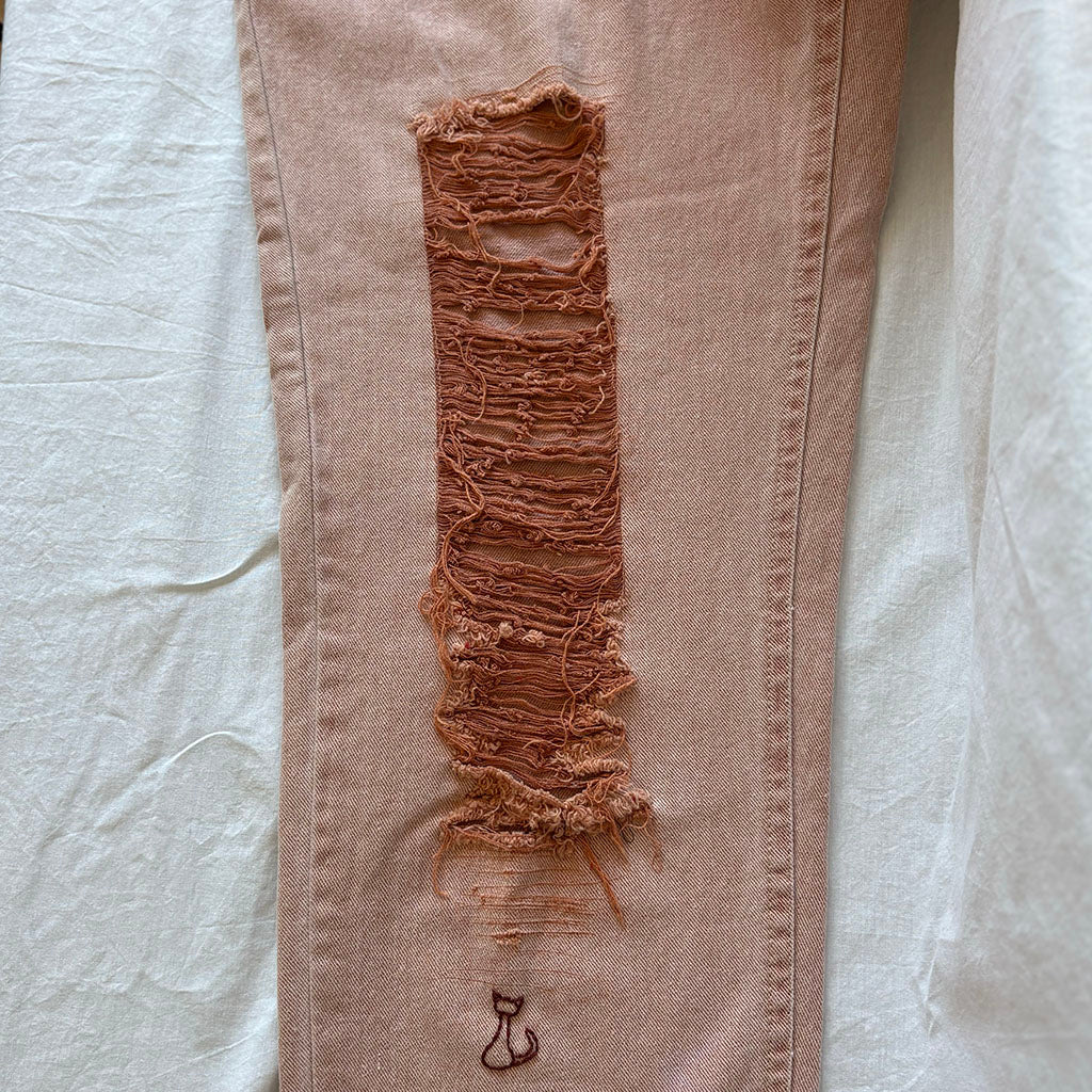 Distressed Kitty Dusty Rose Vintage Lee Jeans