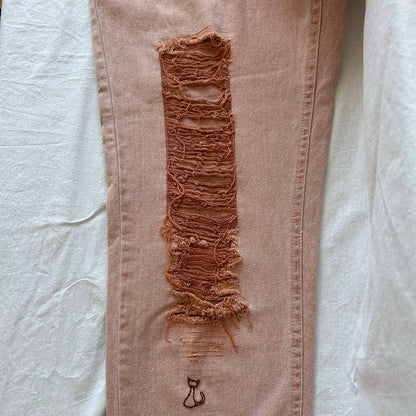 Distressed Kitty Dusty Rose Vintage Lee Jeans
