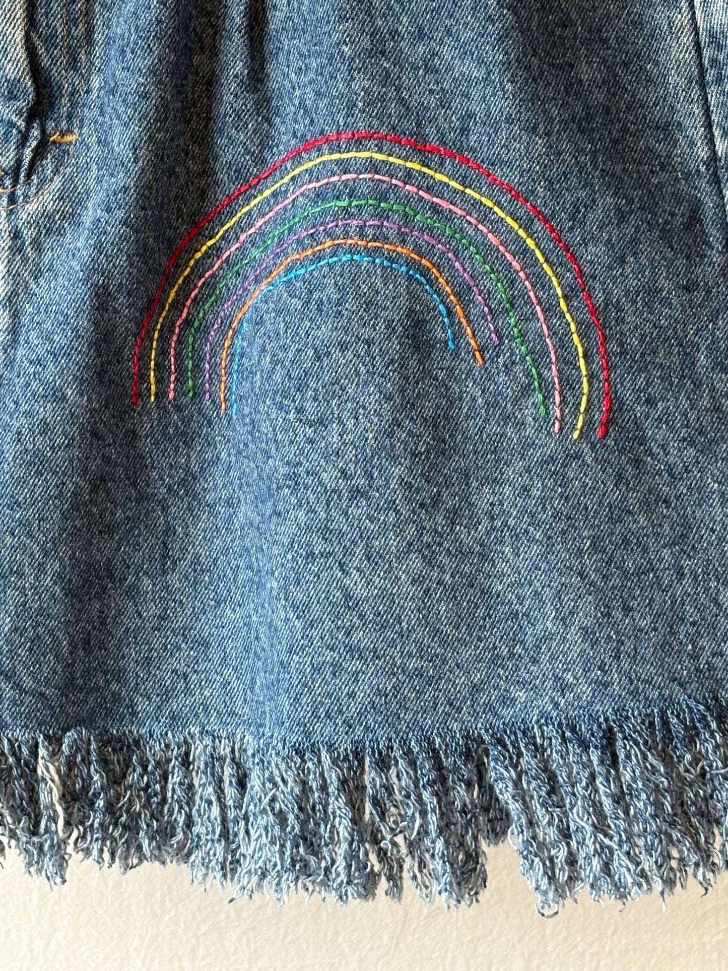 Vintage Skirt with Embroidered Rainbow