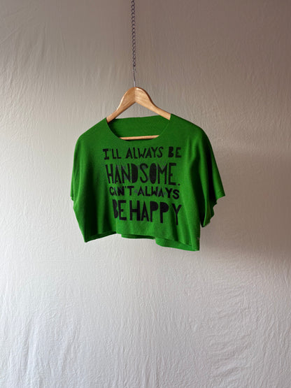 Cropped Green Quick Cut Tee with Graffiti print