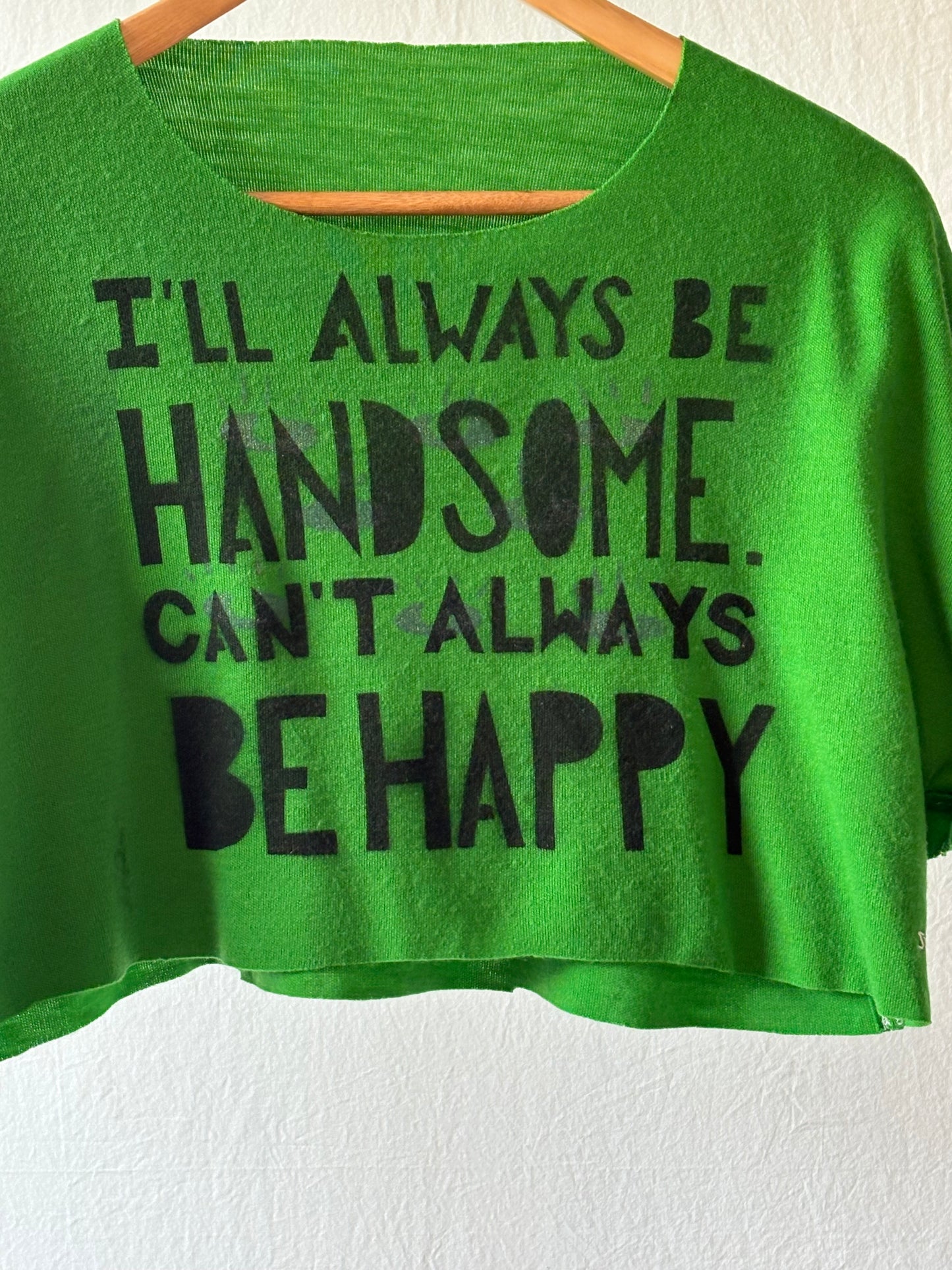 Cropped Green Quick Cut Tee with Graffiti print