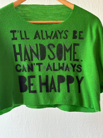 Cropped Green Quick Cut Tee with Graffiti print