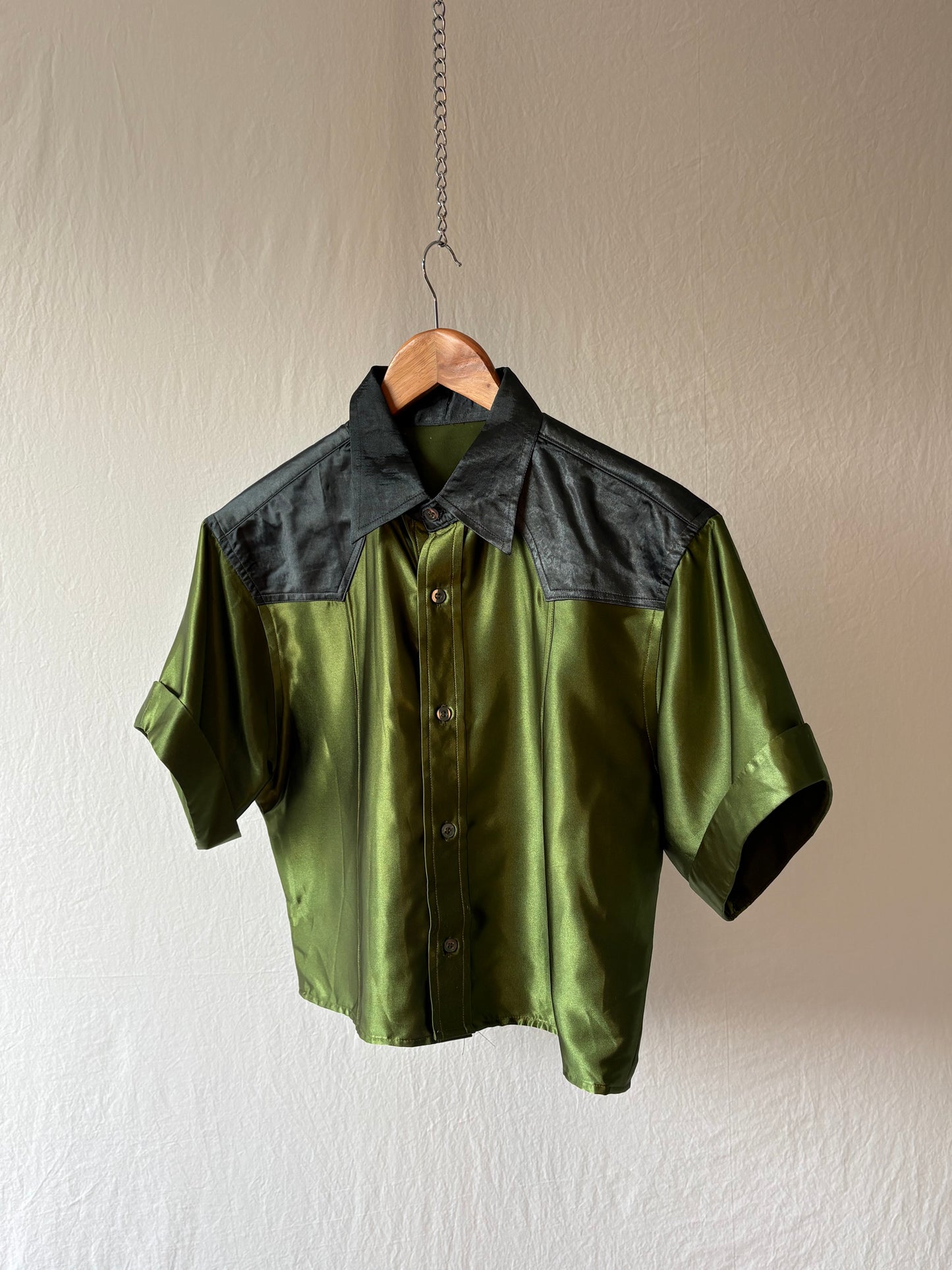 Cropped Satin Cowboy Shirt