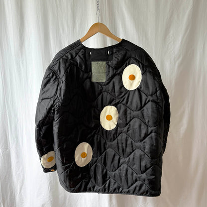 Converted Military Jacket Liner with Fried Egg Patches