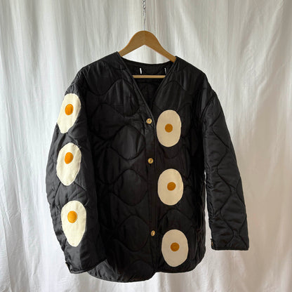 Converted Military Jacket Liner with Fried Egg Patches