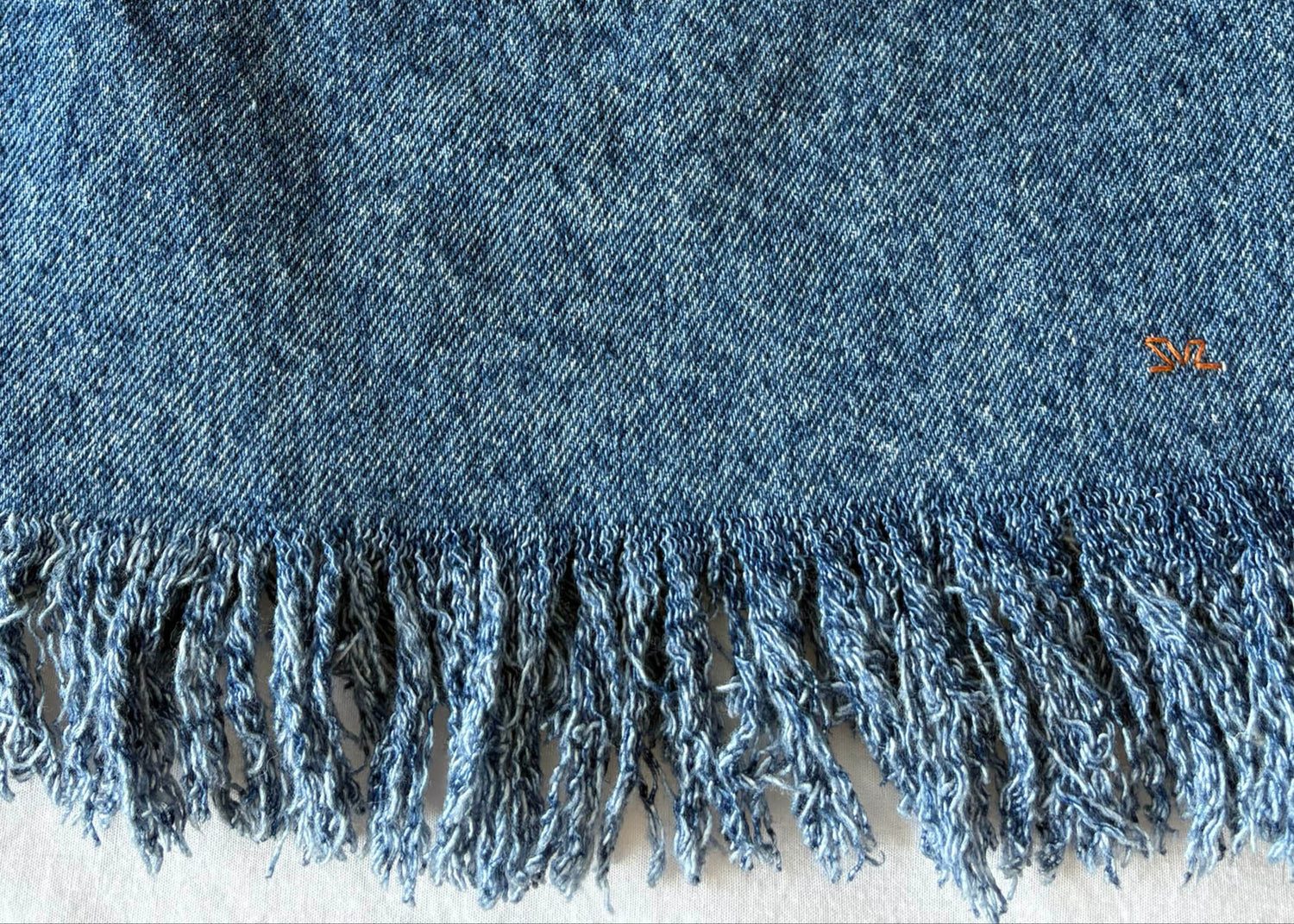 Close up of denim fringe.