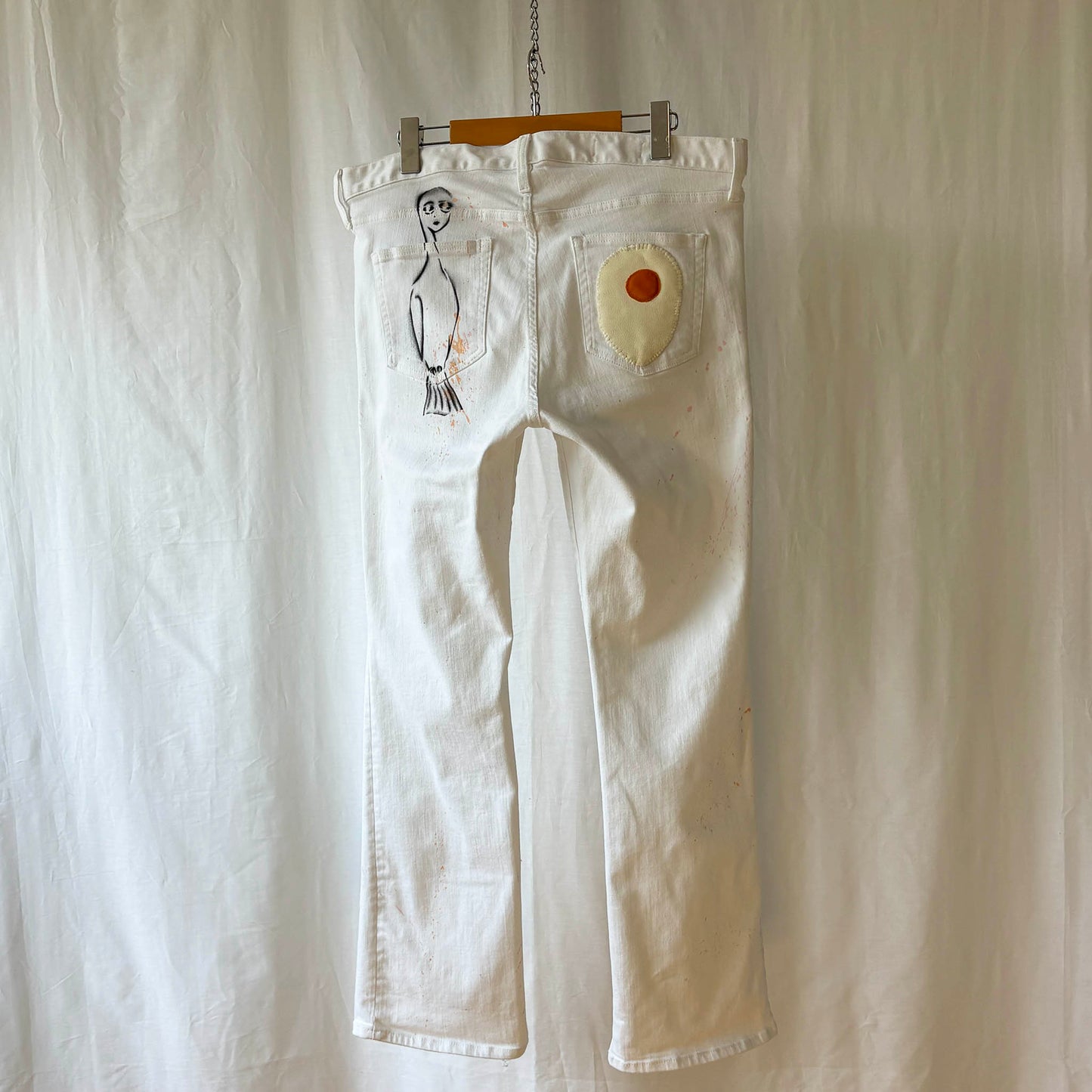 Bird Themed Distressed Pants