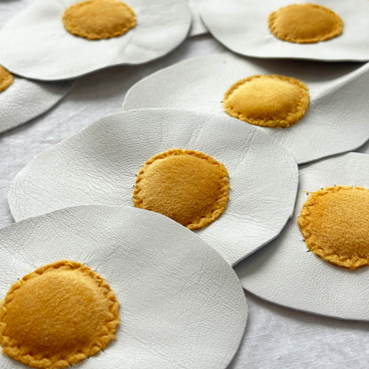Leather and velvet fried egg patches